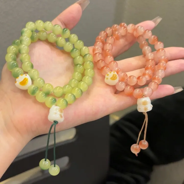可爱猫爪菩提双圈手串学生绕指柔文玩手链礼物