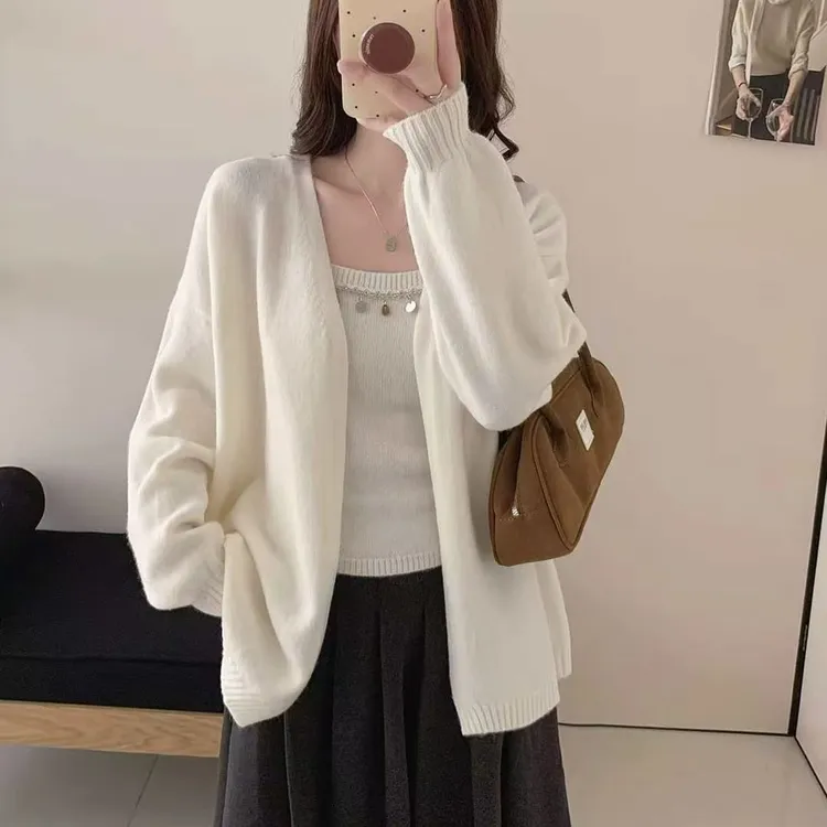 超火简约设计感吊带针织开衫套装早秋新款宽松显瘦百搭毛衣两件套