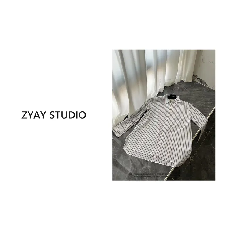 【ZYAY STUDIO】新 南油高品质早春新款休闲条纹衬衫长袖女