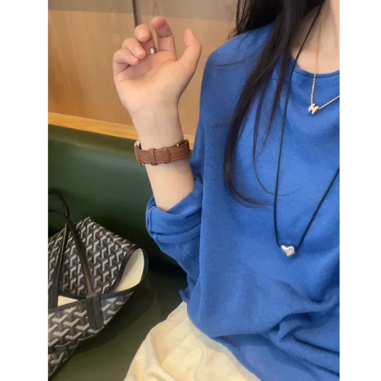 夏季女装韩系克莱茵蓝长袖防晒慵懒风针织衫长袖薄款套头罩衫上衣