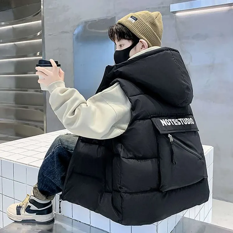 FAVMARTHA男童加厚马甲秋冬款洋气2025新款中大儿童冬装羽绒棉马