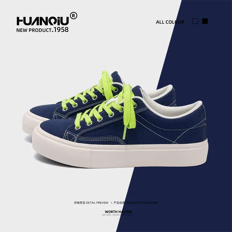 环球百搭低帮帆布鞋男新款2025秋季潮流设计感男鞋休闲运动滑板鞋