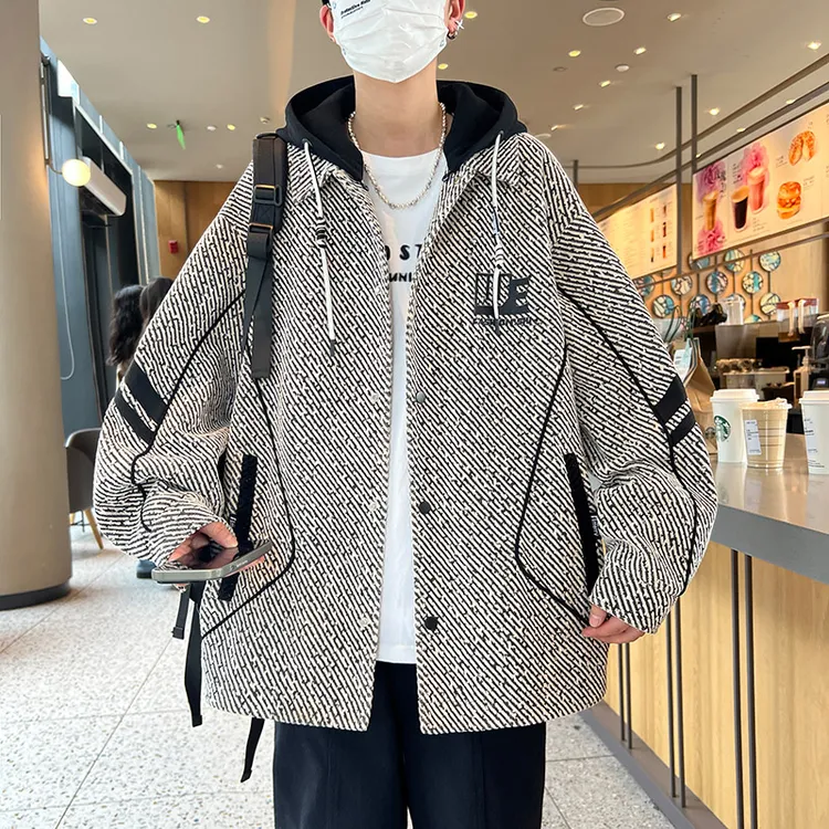 青少年春秋可脱卸帽男士夹克港风潮流时尚学院风百搭宽松学生外套