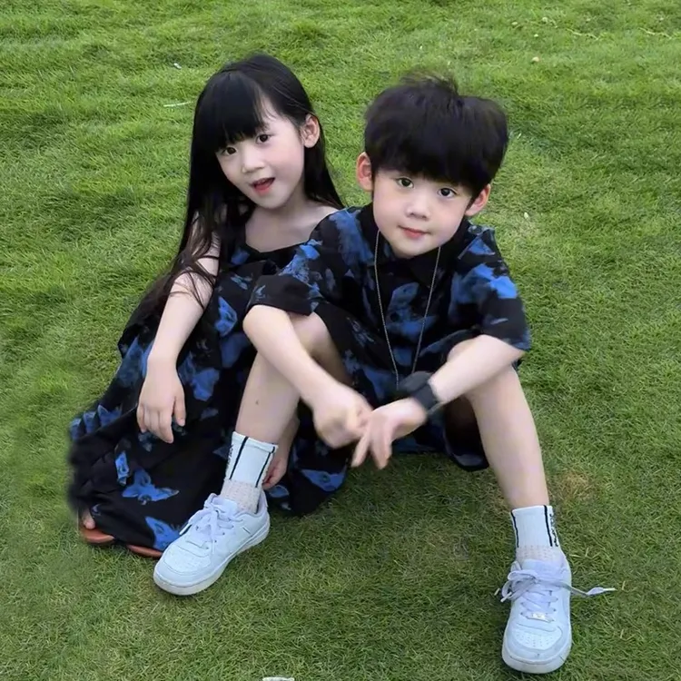 【兄妹款】法式蝴蝶连衣裙夏季新款儿童高级感独特漂亮吊带沙滩裙子