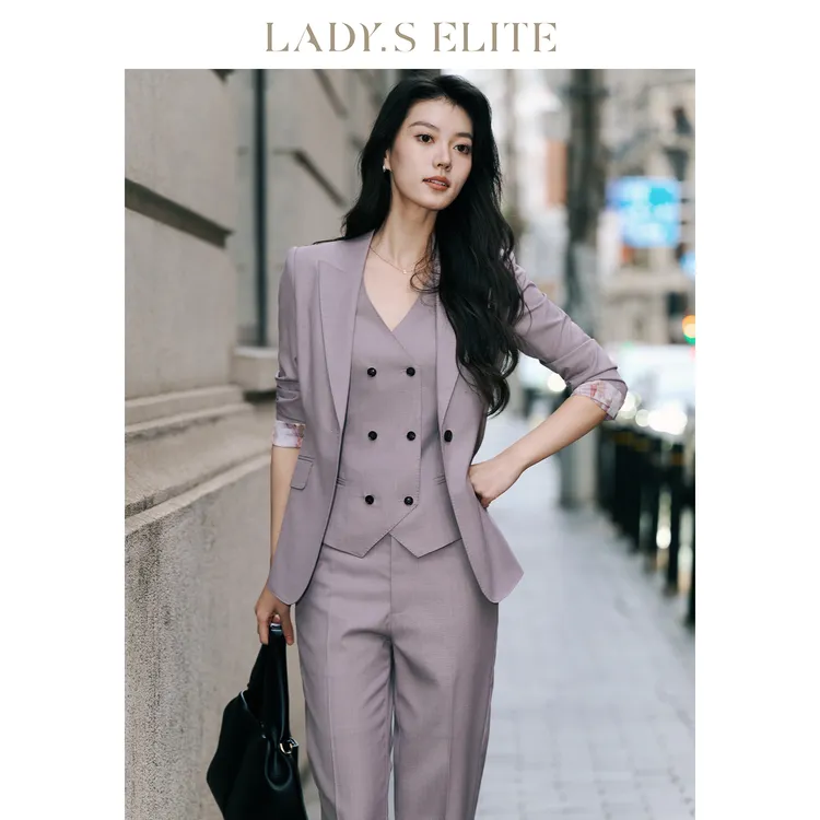 LadySElite【纸片人】绵羊毛西装女连衣裙套装琥珀流光25早秋新款