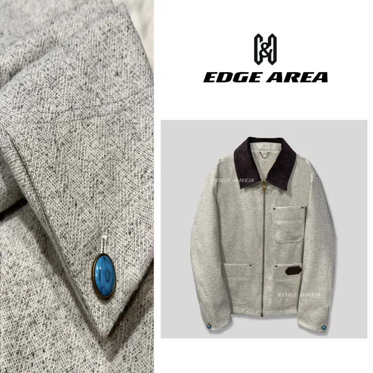 【EDGE AREA】早秋新款高奢翻领夹克重磅复古工装外套男0015