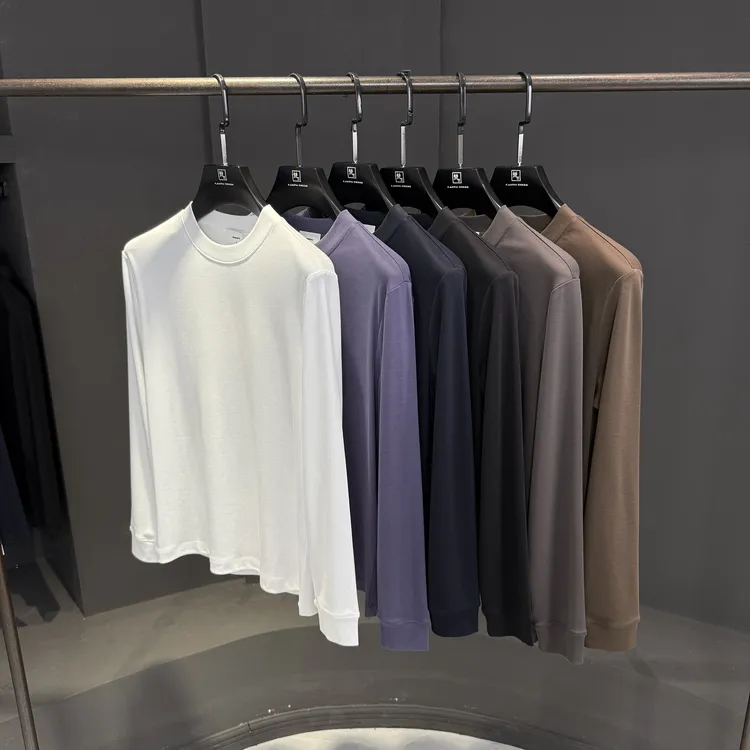 锦区【11月上新】秋冬高端轻奢纯色休闲男士新款长袖圆领T恤打底衫