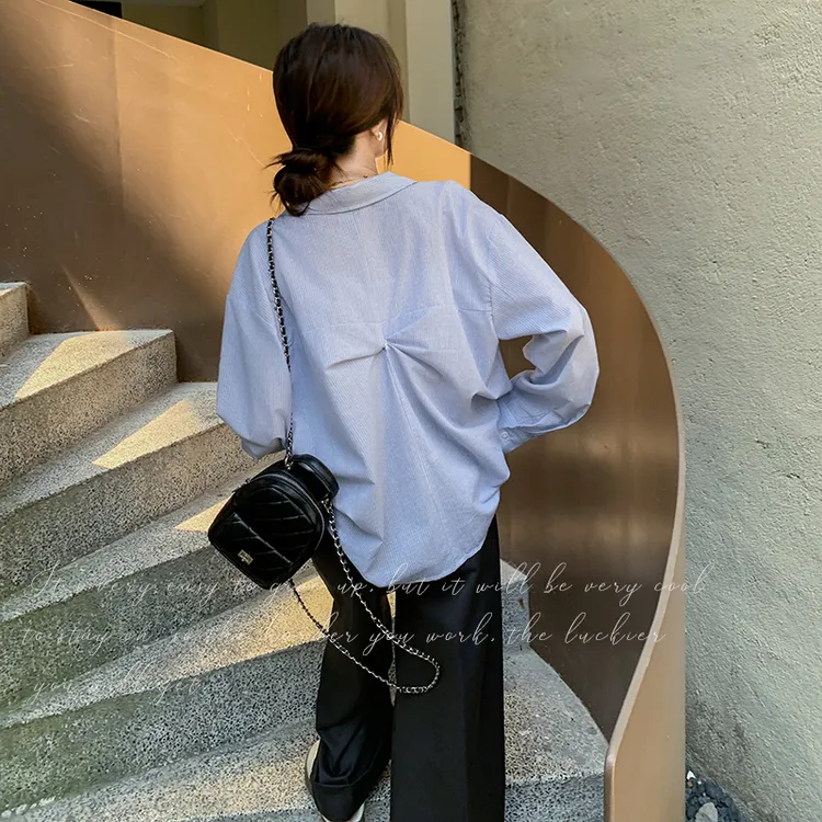 休闲风慵懒风法式INS风时尚套装女装秋季简约卫衣长袖蓝色百搭ol