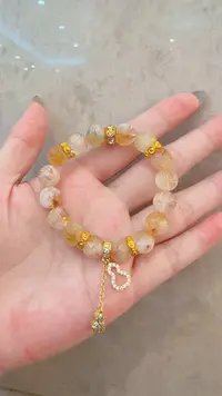 非金属玻璃手链 黄色水晶手链女黄塔晶招财转运葫芦手串