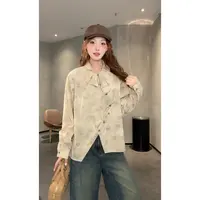 VGVL上衣秋季设计感显瘦文艺扎染花朵衬衫女