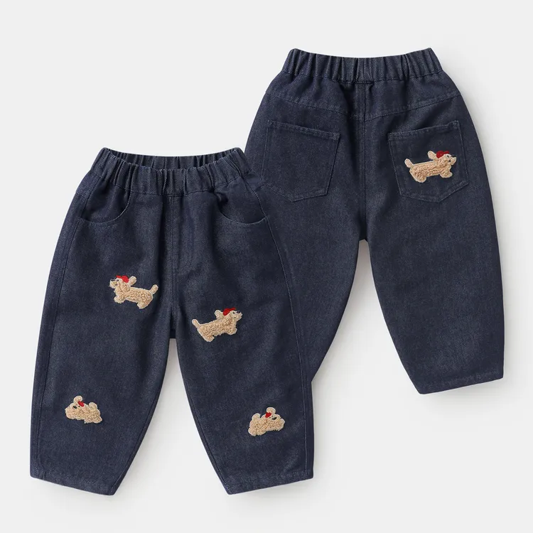 男童立体绣花防褪色牛仔长裤秋季新款裤子宝宝秋季潮U16712