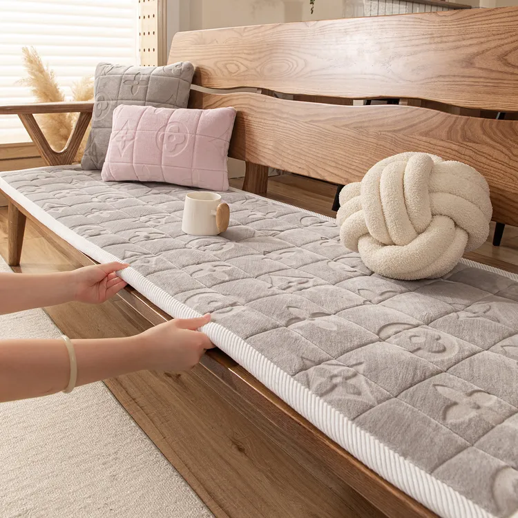 牛奶绒简约现代沙发垫坐垫子加厚防滑沙发套罩实木沙发坐垫屁股垫