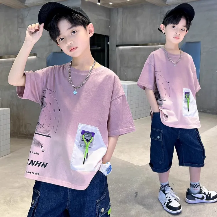 儿童装夏装男童短袖T恤2025新款夏季纯棉潮流上衣中大童半袖体恤