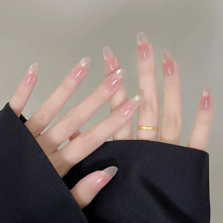 甜杏浮光 气质手工穿戴渐变腮红猫眼爆闪高级简约新款指甲美甲