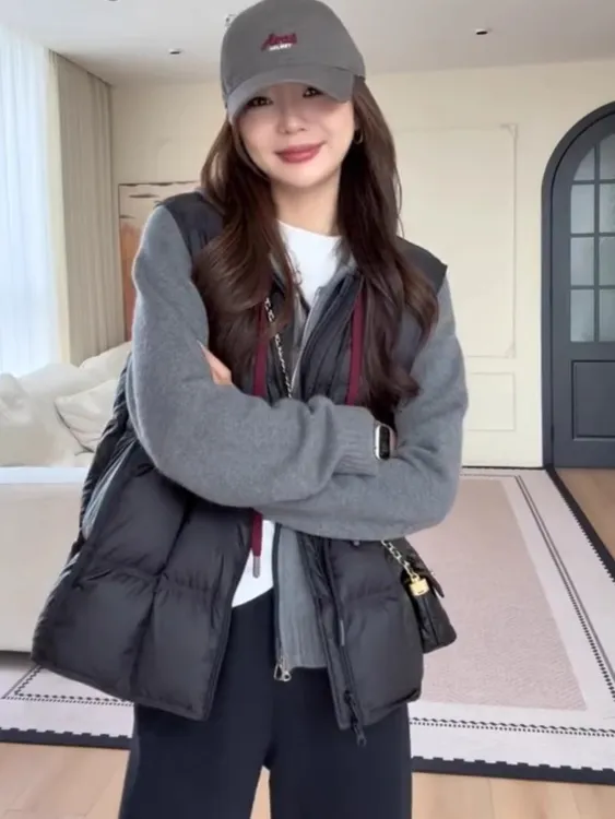 设计感羽绒马夹女短款背心2025秋冬新款韩版宽松小个子外穿坎肩