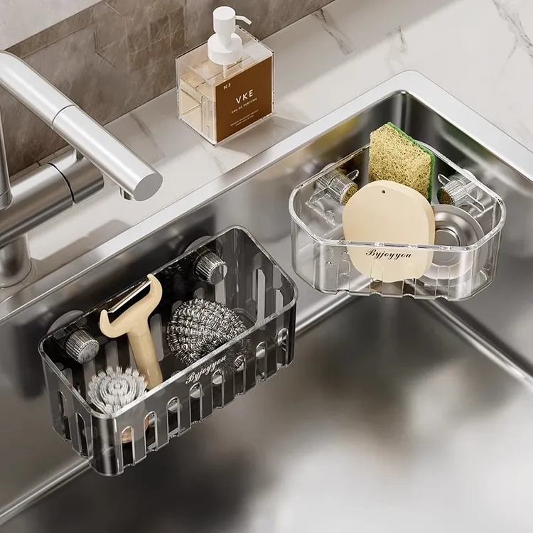 厨房吸盘水槽内置物架壁挂多功能抹布沥水架子水龙头海绵收纳家用