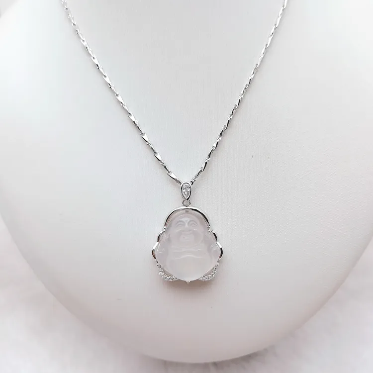 链子足银 《铂金色》瓜子链➕S925银镶嵌大肚佛笑脸佛公套链