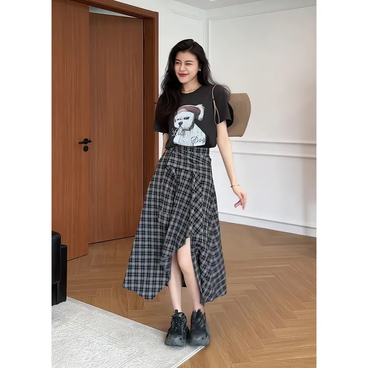 夏季一整套女装2025年新款韩版气质减龄气质短袖上衣半身裙两件套