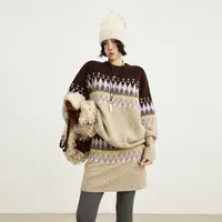 十三粥 冬日费尔岛 “安哥拉马海毛”绵羊毛毛衣半裙套装女加厚保暖