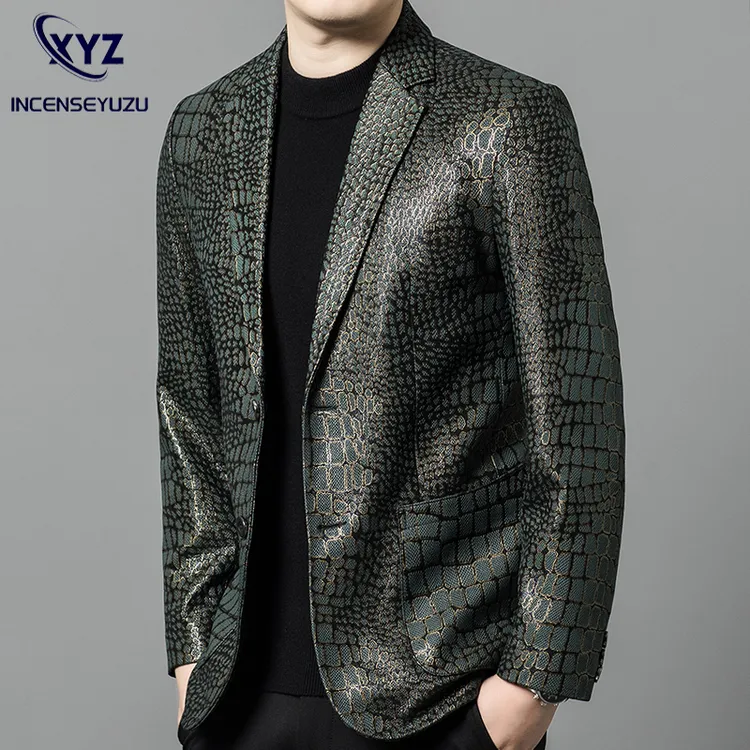 INCENSEYUZU潮牌绵羊皮皮衣男海宁真皮西服时尚西装商务行政外套