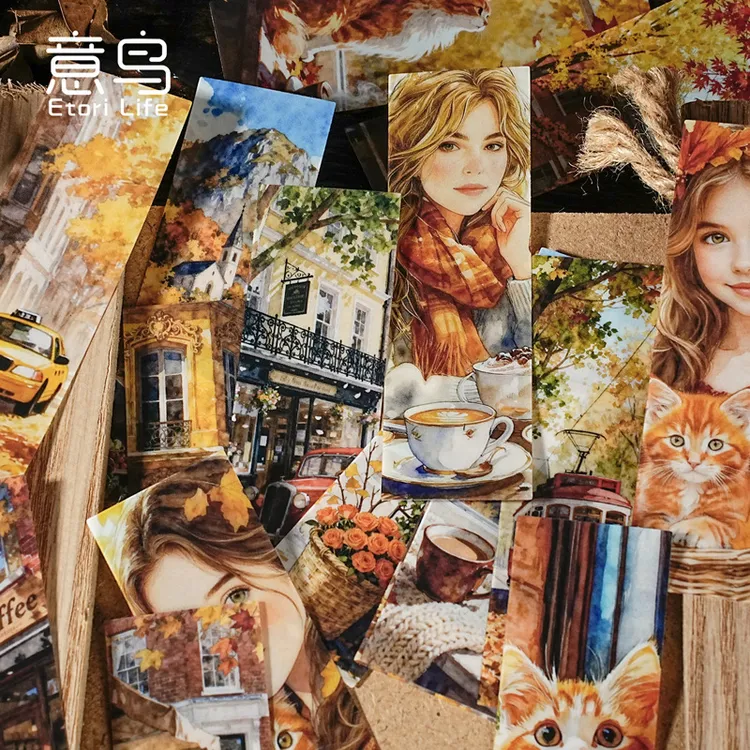 意鸟复古人物风景拼贴切膜贴纸包 城漫芳华系列 素材贴25张入6款