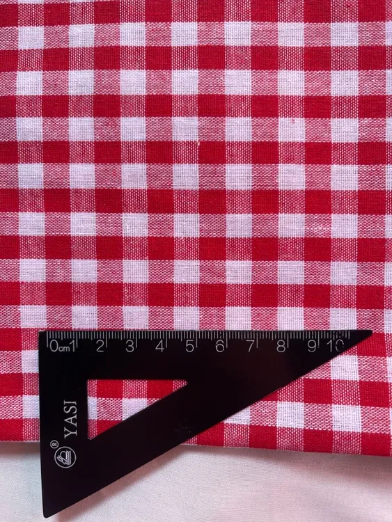 316#春夏简约色织红白格子布料衬衫服装面料玩偶衣服手工DIY面料