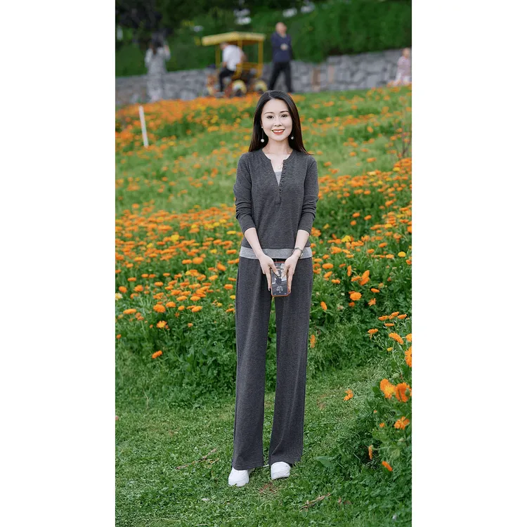 2024时尚套装气质春秋两件套百搭长袖洋气阔腿休闲运动装网红显瘦