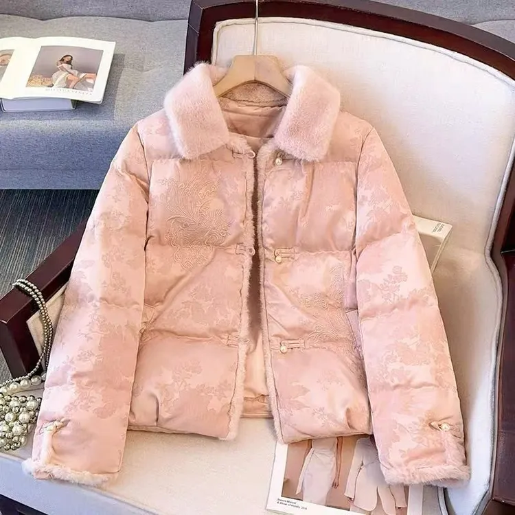 冬季新中式国风加棉加厚外套女洋气时尚网红百搭保暖棉衣女刺绣潮