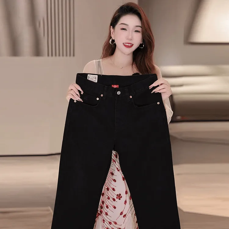 秋冬新款全棉黑色轻奢修身牛仔裤男韩版潮流显瘦百搭高端复古长裤