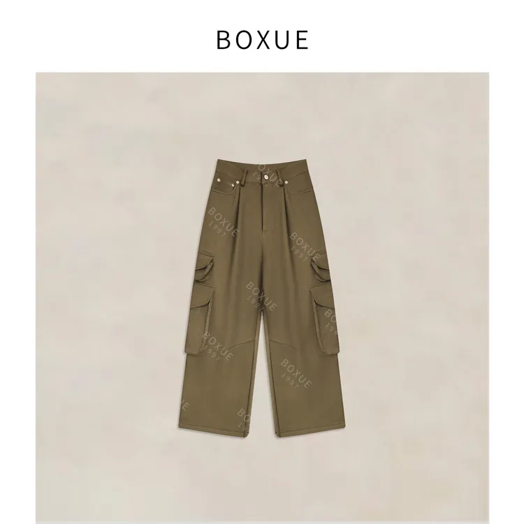 BOXUE“美都旅者”2025秋冬美式多口袋加厚毛轻奢裤子 #251105K1111