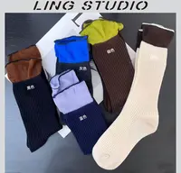 LING/STUDIO『色彩罗盘』秋冬保暖显瘦拼色中筒堆堆袜袜5082978