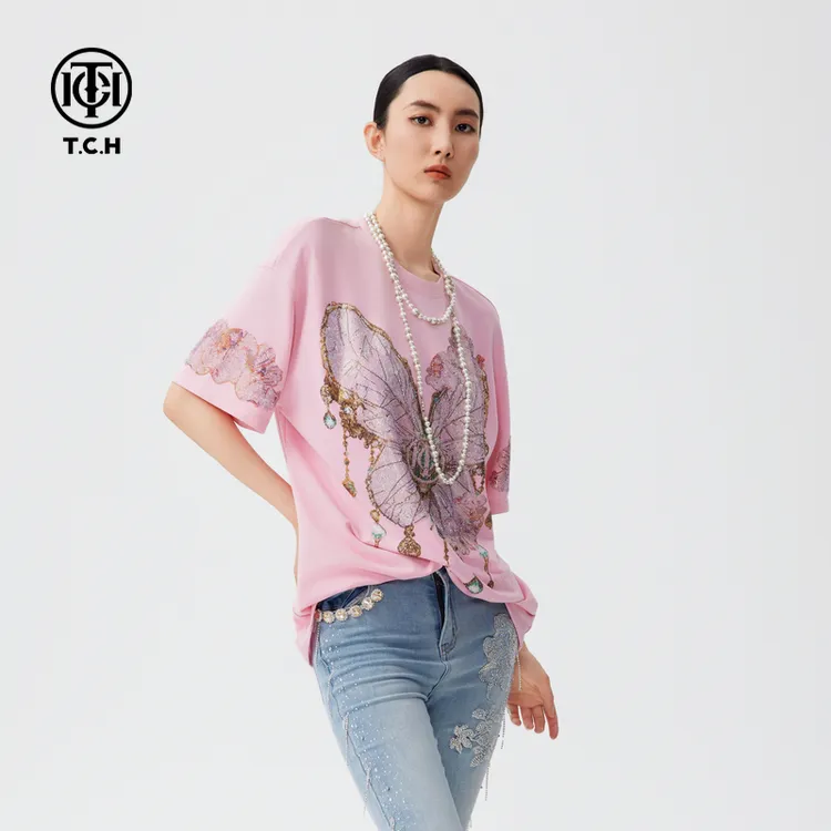 轻奢-TCH2025秋季新款半袖T恤烫钻街头短袖男女同款T72C106036