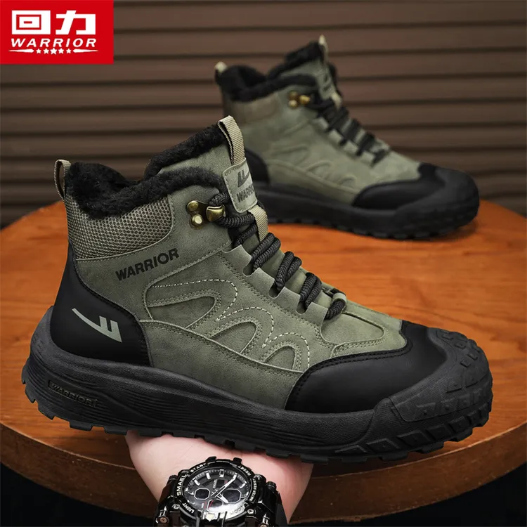 回力马丁靴男款冬季加绒加厚保暖棉鞋男士高帮户外休闲耐磨工装靴
