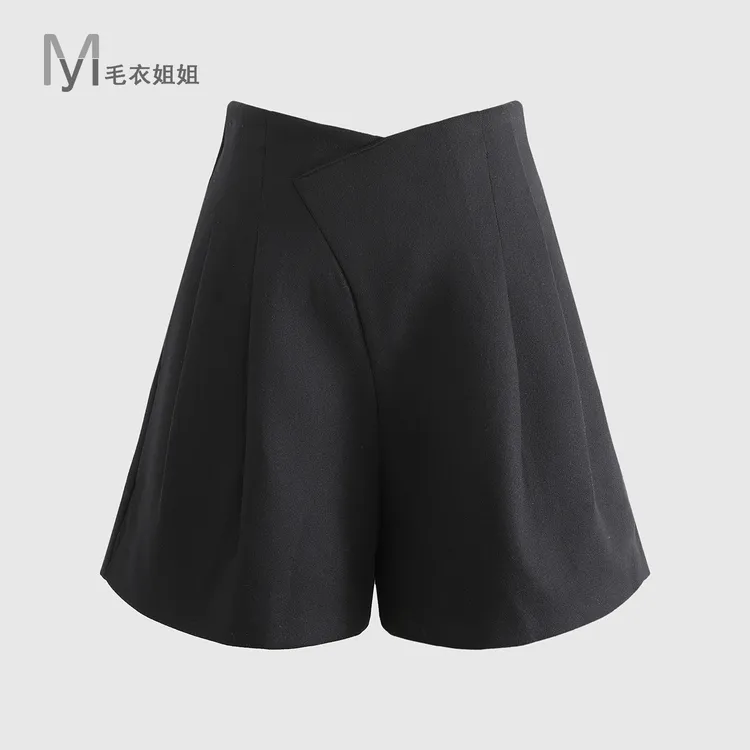 时尚百搭简约高腰显瘦阔腿短裤女5216-8639