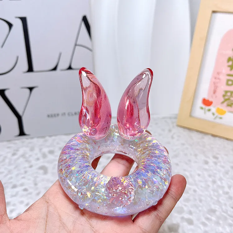 不午休的猫DIY手作滴胶成品亮面兔耳朵手机支架