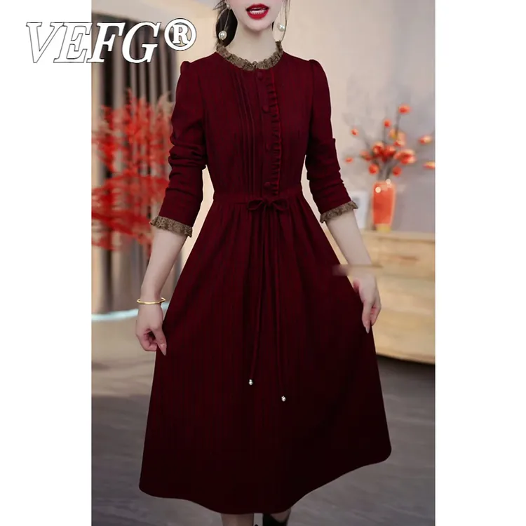 VEFG连衣裙女2025秋季广州十三行新款气质喜婆婆婚宴高端礼服秋冬