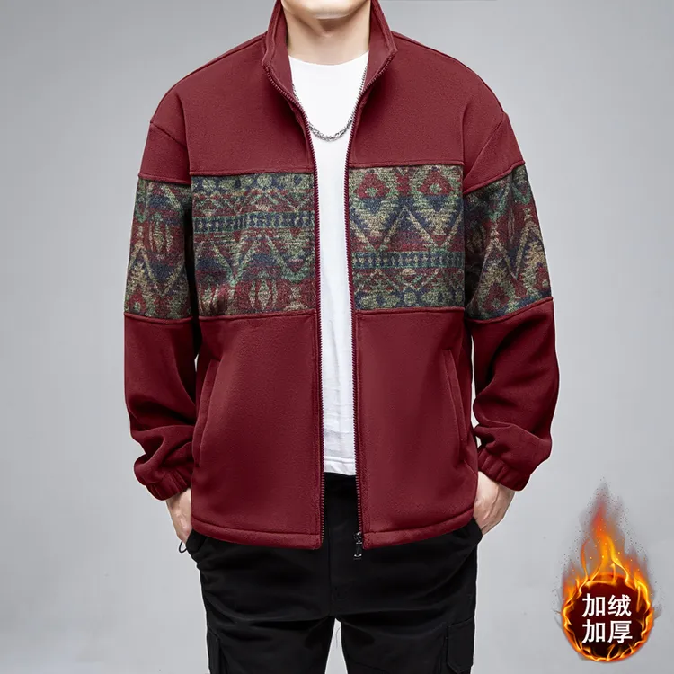 秋冬时尚潮流外套男士刺绣上衣长袖开衫拉链款