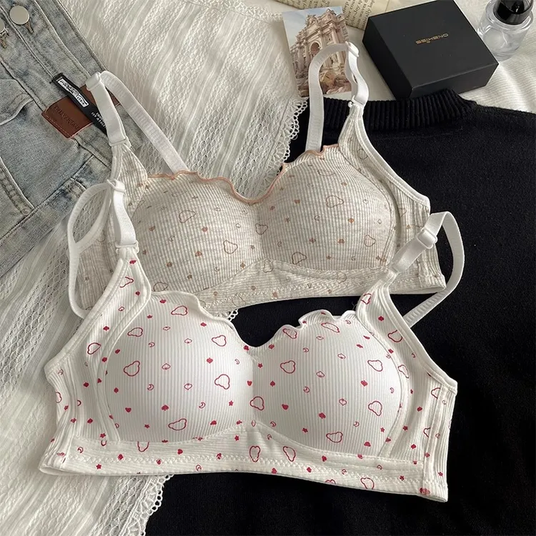 嘉花魅 甜美亲肤内衣女小胸聚拢无钢圈收副乳防下垂舒适薄款文胸