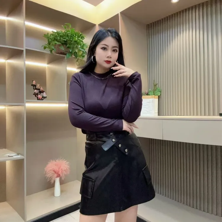 秋季小衫-千 68501 时尚潮流重工艺亮闪环领设计胖MM大码女装新款