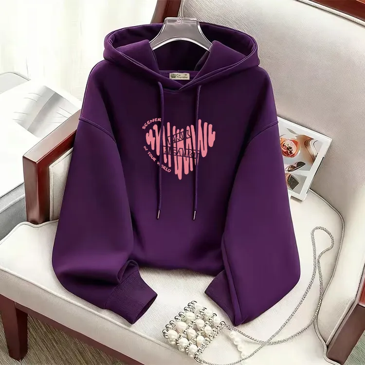 秋冬新款连帽长袖加绒卫衣洋气休闲宽松大码上衣设计感小个子外套