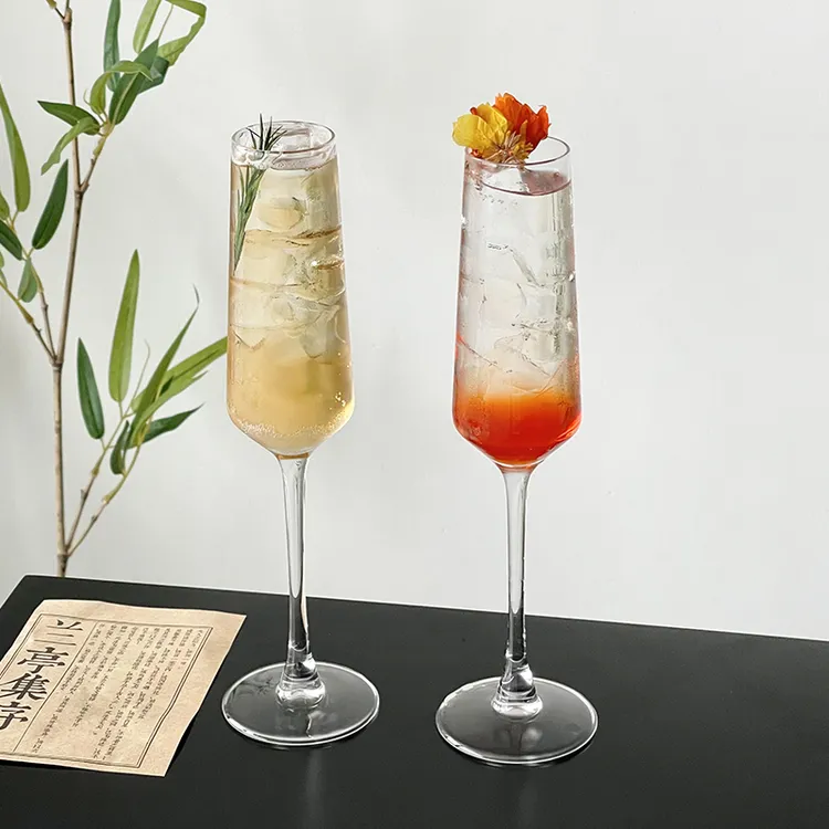 香槟杯高颜值气泡茶酒杯简约高脚杯鸡尾酒杯微醺酒杯冷饮杯玻璃杯