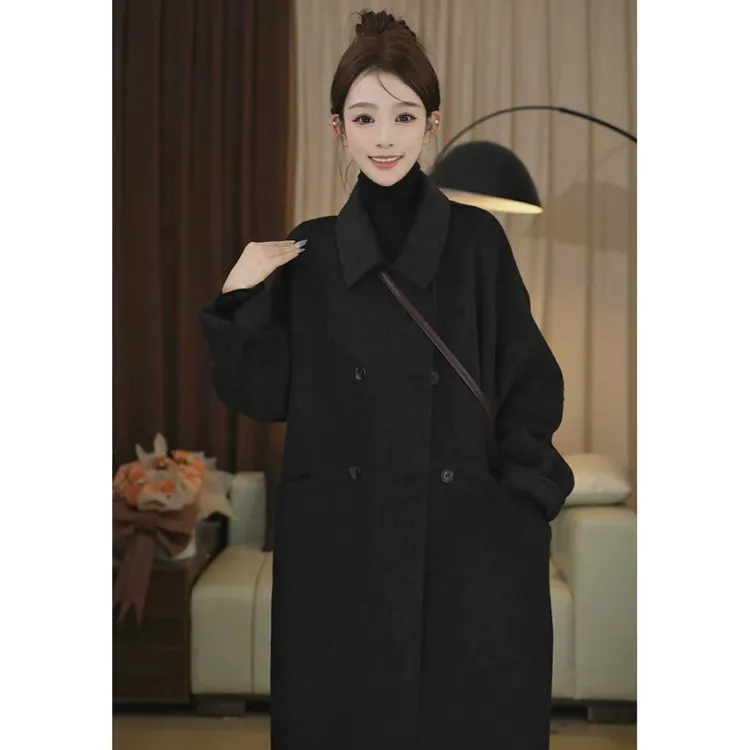 双面羊毛大衣外套宽松气质百搭韩系时尚秋冬小个子双面呢