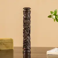 清代 紫檀透雕松下高仕香筒 古董艺术品