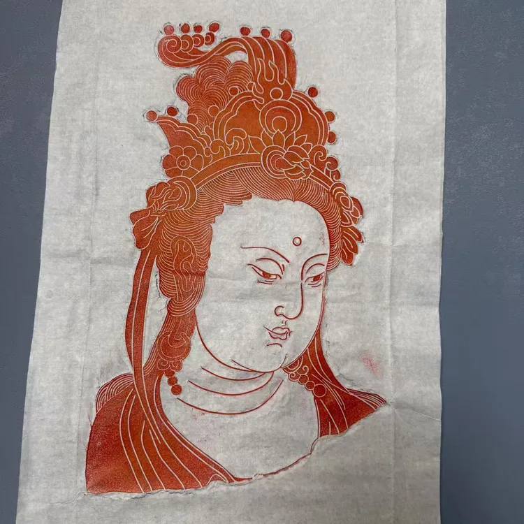 纯手工拓片 唐代线刻观音拓片