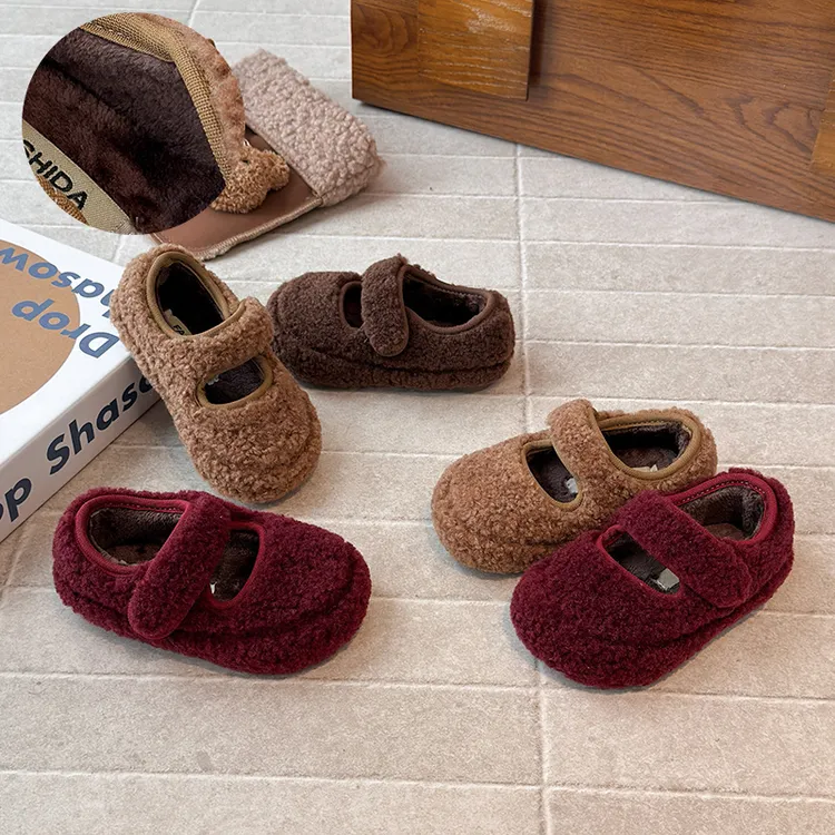 韩系女童宝宝毛毛鞋2025秋冬新款甜美加绒豆豆轻便保暖棉鞋R02