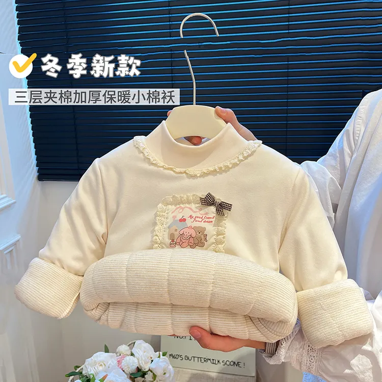 女童秋冬季三层夹棉加厚棉袄女宝宝潮款棉衣保暖上衣儿童衣服童装