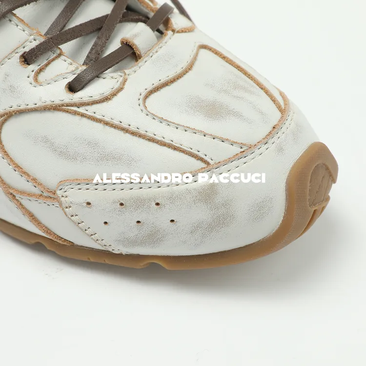 AP洛哥43128XY【幼时】牛皮双系带擦色做旧时尚休闲老爹运动鞋