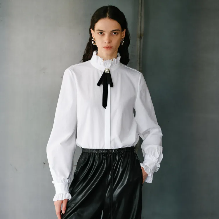 LYNEE x TORIL【佛罗伦萨】新 棉混纺立领 宫廷风衬衫TGD2FAW035