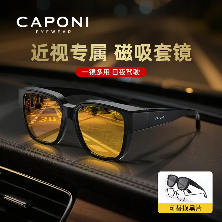 CAPONI磁吸套镜男近视套镜女一镜多用偏光防远光防眩日夜驾驶镜