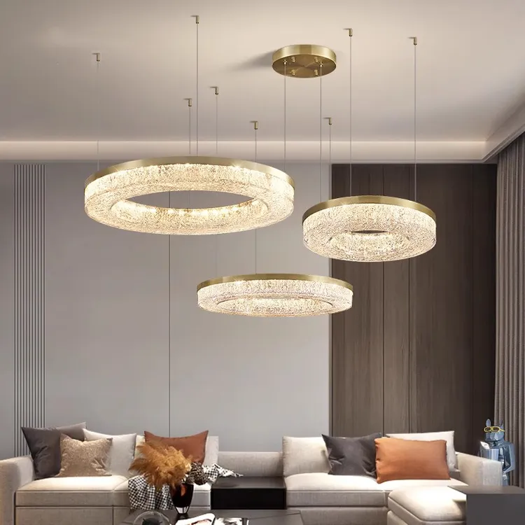 意式轻奢全铜客厅灯吊灯高级感树脂别墅大气组合圈圈灯餐厅书房灯
